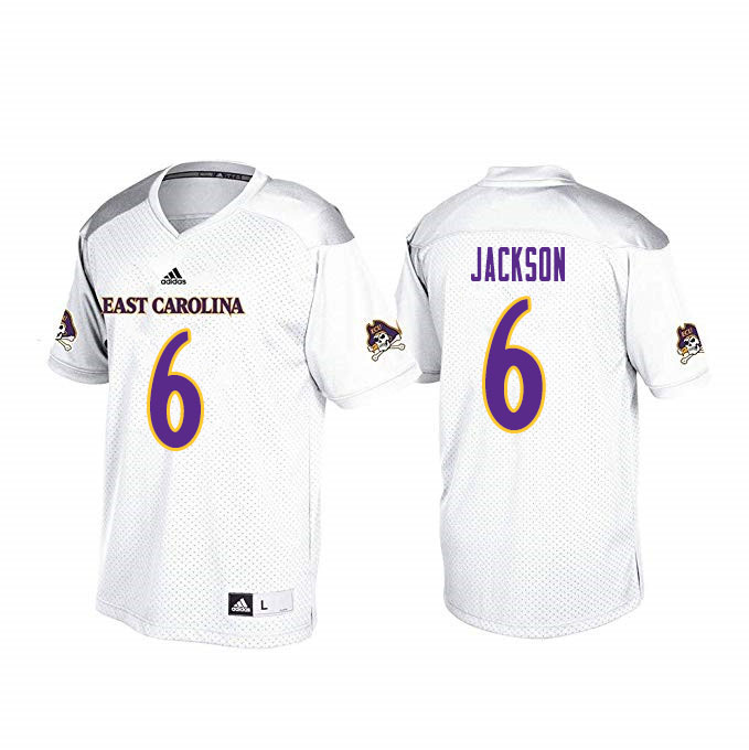 Men #6 Teylor Jackson ECU Pirates College Football Jerseys Sale-White